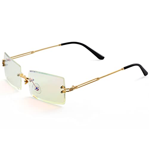 Image of Kursan Frameless Rectangle Sunglasses for Men Women Small Rimless Sun Glasses Shades UV400 Protection
