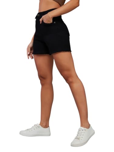 Image of Miss Chase Women's Regular High Rise Above Knee Stretchable Denim Shorts