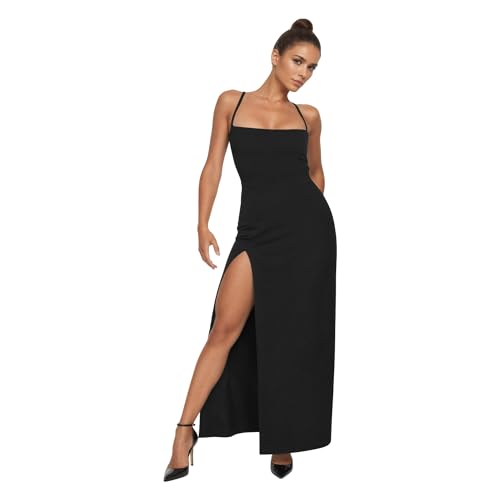 Ulovmi Formal Wedding Guest Dress Women Sexy Bodycon Elegant Maxi Gown for Evening Dinner Prom High Slit Square Neck Backless - Image 5