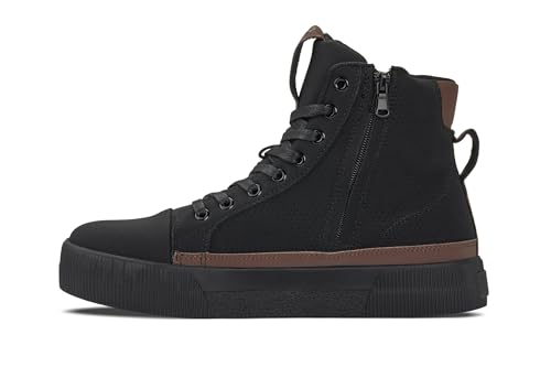 Image of CALTO Men's Invisible Height Increasing Elevator Shoes - Zip-up Cap Toe High Top Sneaker Boots - 2.4 Inches Taller