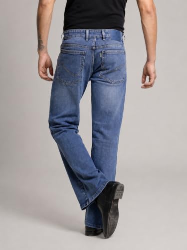 Image of Men's Bootcut Denim Pants || Men's Bell Bottom Jeans || Wide Leg Flared Jean's for Men || High Waist Stretchable Retro Fit || Cotton Jean for College Casual