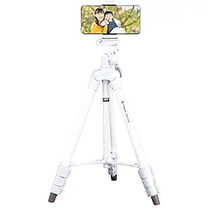 Fotti DIGI-204 WH Smartphone Tripod, 47.2 inches (120 cm), 4 Levels, Small Size, 3-Way Cloud Head, Storage Bag, Smartphone Holder, Compatible with iPhone, Android, Camcorders, Digital Cameras, Digital Cameras, SLR Compatible, Aluminum, White