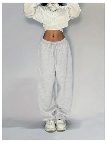 Verdusa Women's Wide Leg Baggy Sweatpants Y2K Streetwear Loose Long Pants with Pockets2