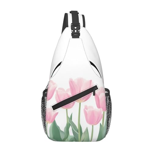 Image of SUPLUCHOM Sling Bag Tulip Flower Hiking Daypack Crossbody Shoulder Backpack Travel Chest Pack for Men Women