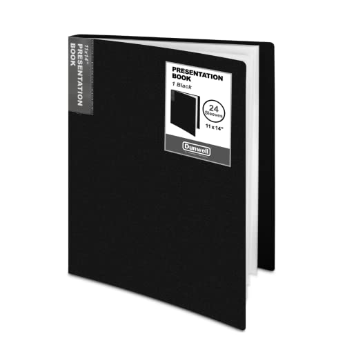 Dunwell DISP1114 11X14 Binder With Sleeves (Black), 24 Pockets Display 48 Pages, Large Folder With Plastic Sleeves,11X14 Presentation Book With Protector Sleeves, Kids Art Portfolio 14X11,Clear Pages,Vertical thumb #7