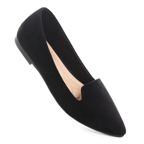 Image of Dear Time Women's Pointed Toe Ballet Flats Simple Casual Office Work Flats Slip-on Comfortable Shoes