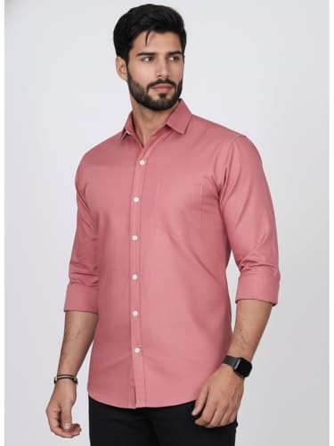 Image of Full Sleeve Black Formal Shirt for Men Cotton Regular Fit Casual - Pure Premium Branded Shirts for Men Formal Stylish Slim Plain Solid Man Wear as Office and Party