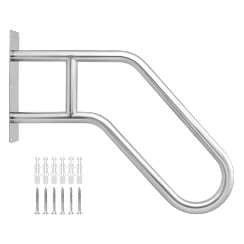 QWORK® 60cm 304 Edelstahl U-förmiger Handlauf, Edelstahl Treppengeländer Aussen, für Garten, Hotels, Schulen, Pflegeheimen