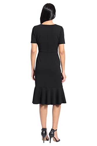 London Times Women's V-Neck Polished Flounce Hem Twist Waist Detail Feminine Office Event Guest of3