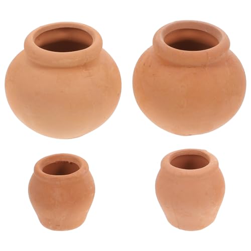 VANZACK Mini Terracotta Succulent Pots 4 Pack Clay Nursery Pots for Succulent Plants Small Flower Breeding Containers for Indoor Outdoor Use 1.37 X 1.25 X 0.86 in