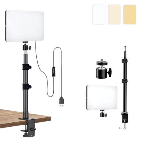 11-inch LED Video Light Panel, USB Powered, 3200K-5600K, with Adjustable Desk Mount Stand for Studio Photography | Video Recording | Conference | YouTube (Light with Desk Mount)