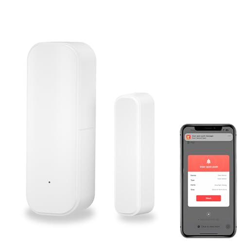 Sensor de puerta WiFi, sensor de ventana de puerta inteligente Tuya, sensor de ventana inalámbrico en tiempo real compatible con Alexa Google, sensor ...
