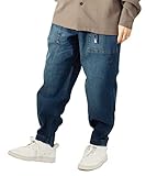 [ジェリー] バルーンパンツ 綿パン デニム ワイドパンツ バルーン ワイド メンズ レディース 大きいサイズ ブルー Lサイズ