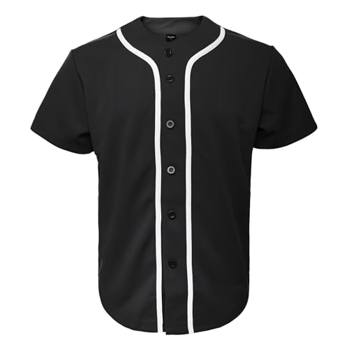 TOPTIE Camisa beisbol para hombre, uniforme deportivo de equipo con botones miniatura 5