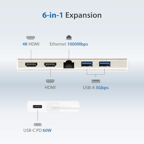 Hub USB-C Dual HDMI j5create JCD381 Station Type C Ethernet PD - 6