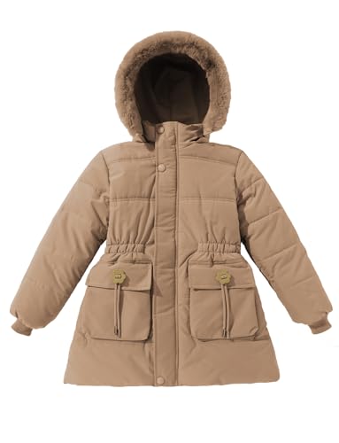 SEAUR Kids Girls Winter Coat 2025 Warmth Windproof Padded Jacket Snow Comfy Hooded Fleece Coat Outwear 6-11T