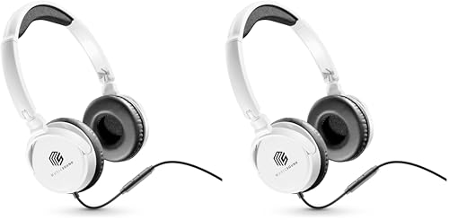 Music Sound, Casque Fil Basic, Casque Supra-auriculaire Bandeau Repliable avec Câble Anti-nœuds 1,2 m et Micro intégré - Connecteur Jack 3.5 mm - Couleur Blanc MUSICSOUNDFULLCW (Lot de 2)