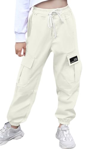 Image of Cromoncent Girls&Womens Cargo Pants Elastic Waist Lightweight Outdoor Jogger Pants, 6 Years - XX-Large