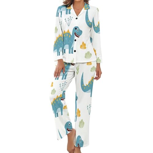 Pyjama femme manches longues respirant et pantalon d'intérieur grande taille imprimé animal