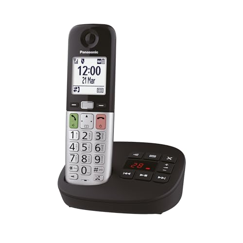 Panasonic KX-TGU430EXB Téléphone Numérique sans Fil avec Répondeur, Unité de Base et 1 Combiné, Écran LCD, Appels Favori, Lampe Torche, Compatible avec...