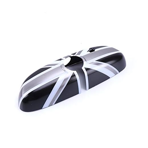 ABS-plast inuti inre inre backspegel täckkåpbeklädnad för Mini Cooper JCW ONE S F54 F55 F56 F57 F60 (med hål (bil anti-glid), Union Jack Gray& svart)