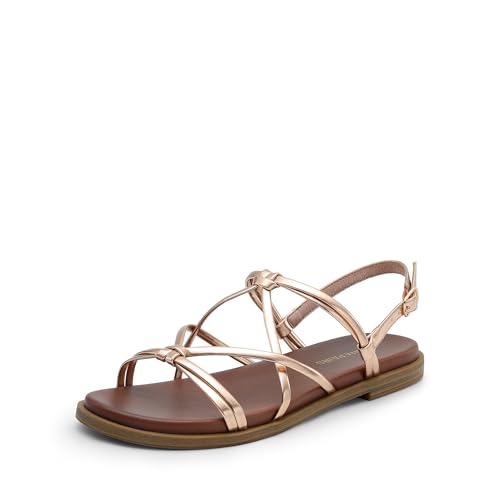 DREAM PAIRS Women's Sandals Cross Strappy Gladiator Dress Flat Sandals Daily Casual Comfortable Summer Shoes
