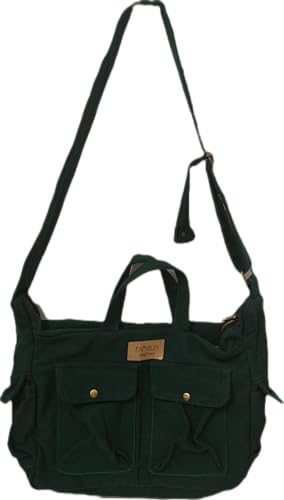 Image of ROUGH Canvas Cotton messenger bag.15'' Lap top. Large size 36x27x11 cm(12Ltr) Metal zipper closure. Allround pockets. Vintage look. Antique fittings.Sustainable