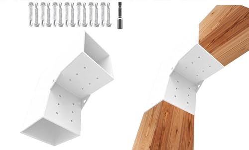 Image of Pergola DIY Bracket Kits,2-Way L Shaped White Corner Brackets for 6 inch x 6 inch(Actual:5.5 inch x 5.5 inch) Lumber for Outdoor Pergola,Proch,Log Cabin W /Hardware - 1Pack