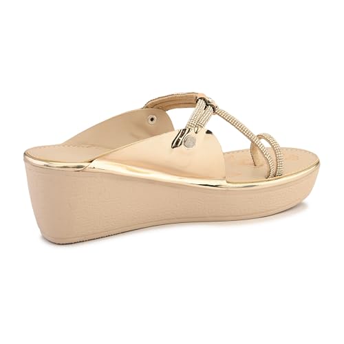 Image of Centrino Women's Wedge Heel Sandals | Stylish Slip-On Sandals for Ladies | Soft Cushioned Footbed for Comfort | Elegant & Trendy Design | Lightweight and Durable Fashion Footwear (9409)