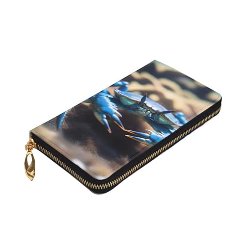Leather Wallet - Stylish and Durable Wallet for Women with Multiple Compartments and Zipper Design Big Sea Blue Crab Picture3