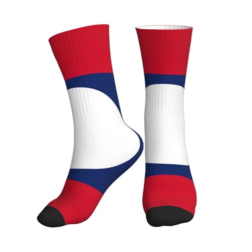 FMASWEQ Chaussettes athlétiques imprimées drapeau du Laos, chaussettes de travail, parfaites pour la course, la randonnée ou le travail, 1 noir, Taille unique