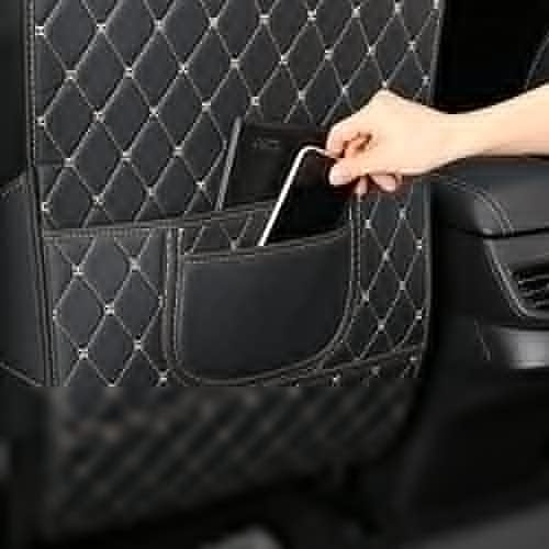 YUEGOO 2 Pezzi Tappetino Anti-Calcio Protezioni per Sedile Auto per Captur 2013-2023, Protezione dello Schienale del Sedile Auto in Pelle Impermeabile Anti-Sporco,C/BLACKBEIGE