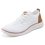 Men's Casual Dress Shoes Mesh Breathable Oxfords Sneakers Lightweight Comfortable Walking Shoes White Size 11-11.5