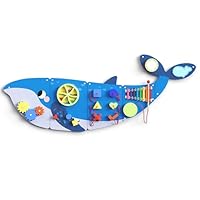 BlueWood Whale Wall Busy Board Panels, Toddler Learning Activity Center, Montessori Philosophy Sensory, Educational Toys, Conducive to All-Round Development