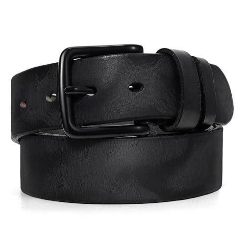 Image of Men's Leather Belt Full Grain Leather Belts for Men Handmade Real Solid Top-Grain Leather Heavy-Duty Work Belt Gifts