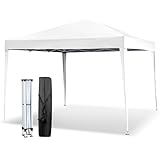 VINGLI 10x10 Pop Up Canopy Tent, Outdoor Tent Canopy Foldable Portable Canopies for Camping, Patio, Parties, EZ Up Gazebo Canopy with Carry Bag (White)