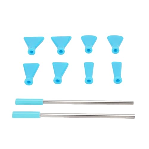 Yechiry Edelstahl-Strohhalm-Blasdüsen-Set, 8 Kunststoffdüsen, 2 Strohhalme, Fluid-Art-Werkzeug, Acryl-Pouring-Art-Tool mit Bloom- und Dutch-Pour-Techniken, Ideal für Kunstprojekte (BLUE)