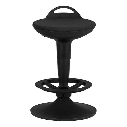 Image of Adjustable-Height Padded Lab Stool - Black