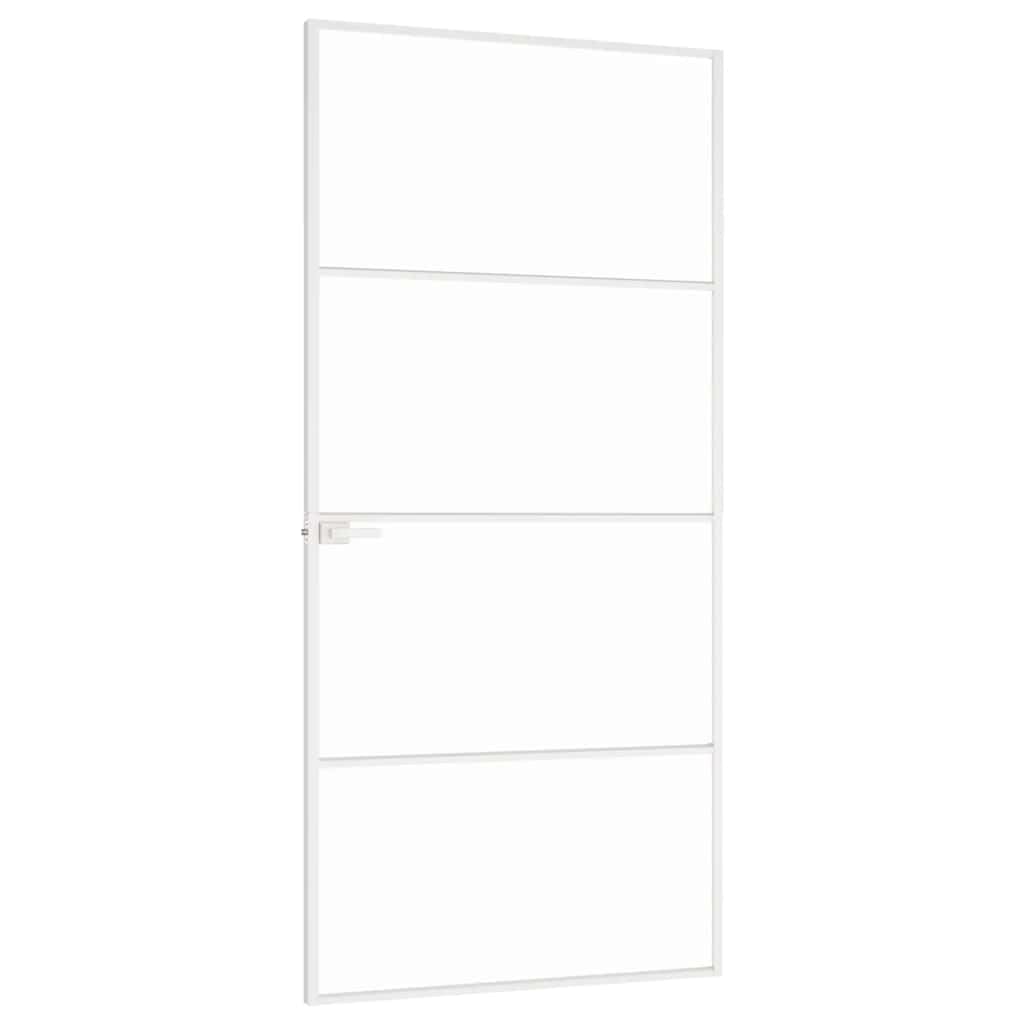 Puerta interior blanca 93x201,5 cm templado vidrio aluminio fino