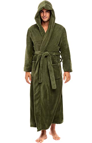 Alexander Del Rossa Mens Robe Plush Fleece Hooded Bathrobe Men Big and Tall Robe Forest Green 2XL (A0125CHV2X)