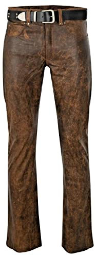 Mens Cowboy Western Traditional Native American Leather Pants Men Casual Breeches Fashion Pant Mens Side Laces Pant (as1, Waist, Numeric_34, Numeric_40, Regular, Regular, Brown Shaded Wax, Regular)