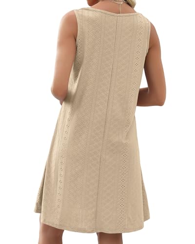 Image of elescat Swimsuit Coverup Summer Dresses for Women Eyelet Casual Loose Sleeveless Sundress with Pockets 2026