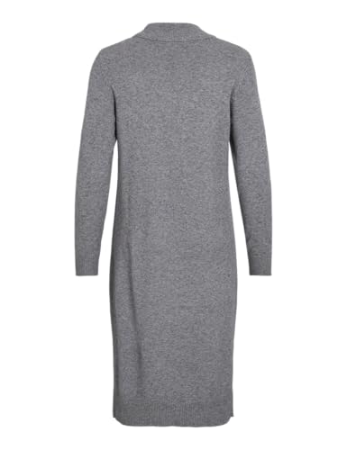 Vila Damen Viril Crew Neck L/S Midi Dress-Noos Kleid, Medium Grey Melange,S – Ansicht 4
