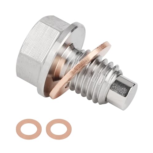 M12 x 1.75 Magnetic Oil Drain Pan Plug,Magnetic Stainless Steel Oil Drain Plug Nut Bolt,with 3 PCS...