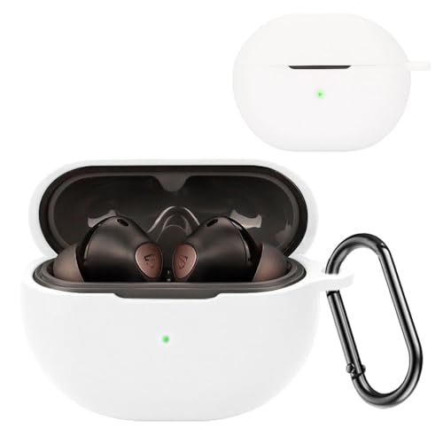 For SOUNDPEATS Air4 Pro 用 ケース カバー【JIAYJP】SOUNDPEATS Air4 Pro シリコン ケース 軽量 薄型 滑り止め 収納カバー 全面保護 充電便利 SOUNDPEATS Air4 Pro 保護ケース(ホワイト)