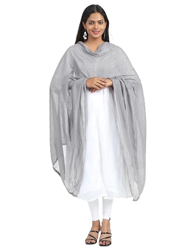 Image of Miraan Solid Pure Cotton Dupatta with Pom Pom Border, 2.25 meters length (DUPCOTTON)