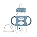 Dr. Brown’s Milestones Wide-Neck Transitional Sippy Bottle with Silicone Handles 9oz 270mL 6m+ Light Blue and Gray 2-Pack