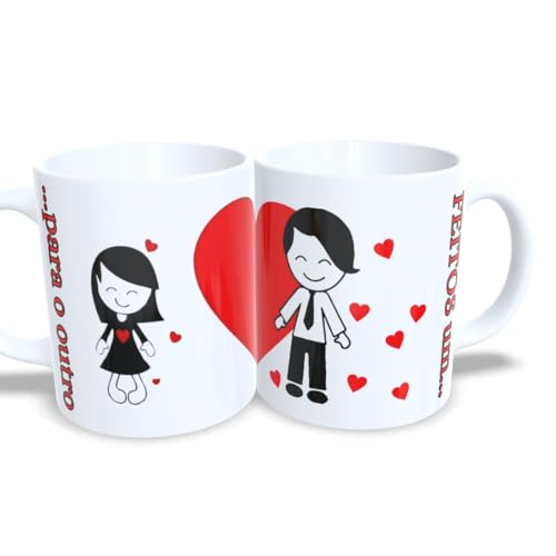Kit 2 Canecas personalizada Casal Feitos um Para o outro - modelo ele e ela