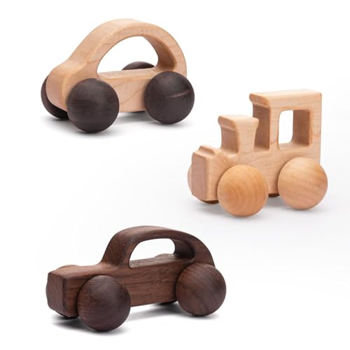 Image of 3PCS Wooden Baby Toys, Montessori Toys for Babies 0-6-12 Months, Baby Grasping Toys Push Car Toys for 1 Year Old Boy Birthday Gift,#3