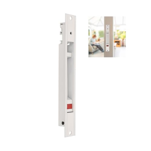 Amig   Cierre de embutir para Ventanas y Puertas correderas de Aluminio   Cerradura de Gancho para Empotrar   Medidas: 174 x 23 mm   Color Blanco   Canto cuadrado   Instalación con tornillos